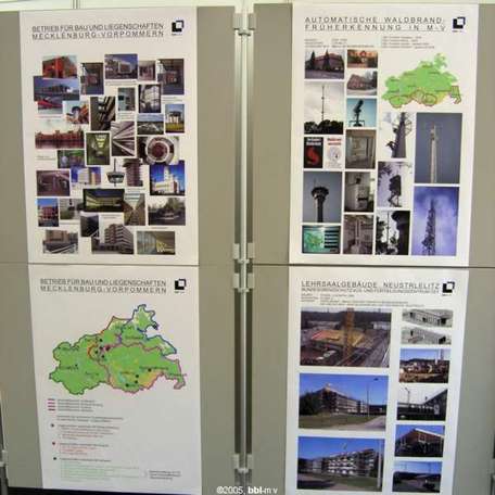 Ausstellungstafeln mit allgemeinen und speziellen Informationen über den bbl-mv. © 2005 bbl-mv