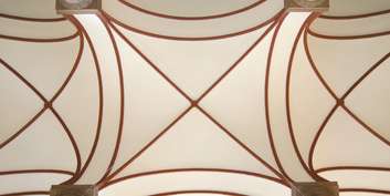 Sanierung im Innern beginnt 2009. Auch das Foyer - hier ein Blick an das Kreuzgewölbe - ist Bestandteil der Baumaßnahme. © 2009 Betrieb für Bau und Liegenschaften Mecklenburg-Vorpommern