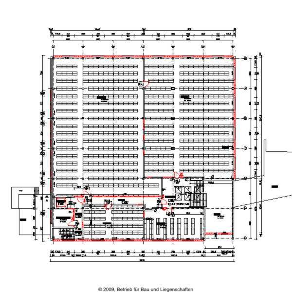 Umbaugrundriss Obergeschoss mit Möbelierung der Regalanlage © 2009 Betrieb für Bau und Liegenschaften Mecklenburg-Vorpommern