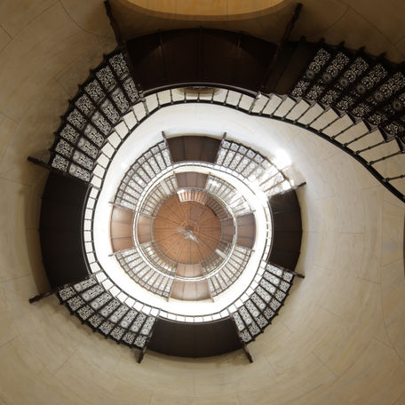 38 Meter mit 154 Stufen - die gusseiserne Treppe im Turm führte zu der Aussicht, die sich das NDR-Drehteam am 12. März 2014 nicht nehmen lassen konnte. © 2014 Betrieb für Bau und Liegenschaften Mecklenburg-Vorpommern