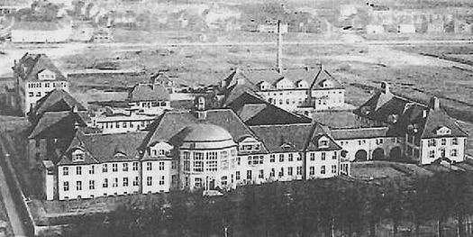 Historische Aufnahme des ursprünglichen Areals des Klinikums an der Schillingallee aus dem Jahr 1927.