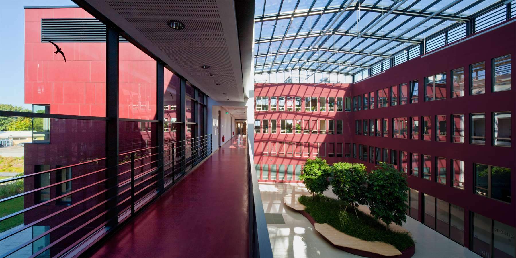 Das Atrium im Neubau des Institutsgebäudes Informatik mit Rechenzentrum und Audiovisuellem Medienzentrum der Universität Rostock auf dem Campus in der Südstadt. © 2012 Betrieb für Bau und Liegenschaften Mecklenburg-Vorpommern