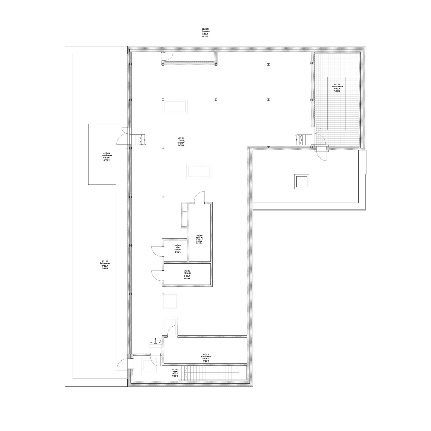 Grundriss Technikgeschoss auf dem Dach © 2012 kister scheithauer gross Architekten und Stadtplaner GmbH, Leipzig