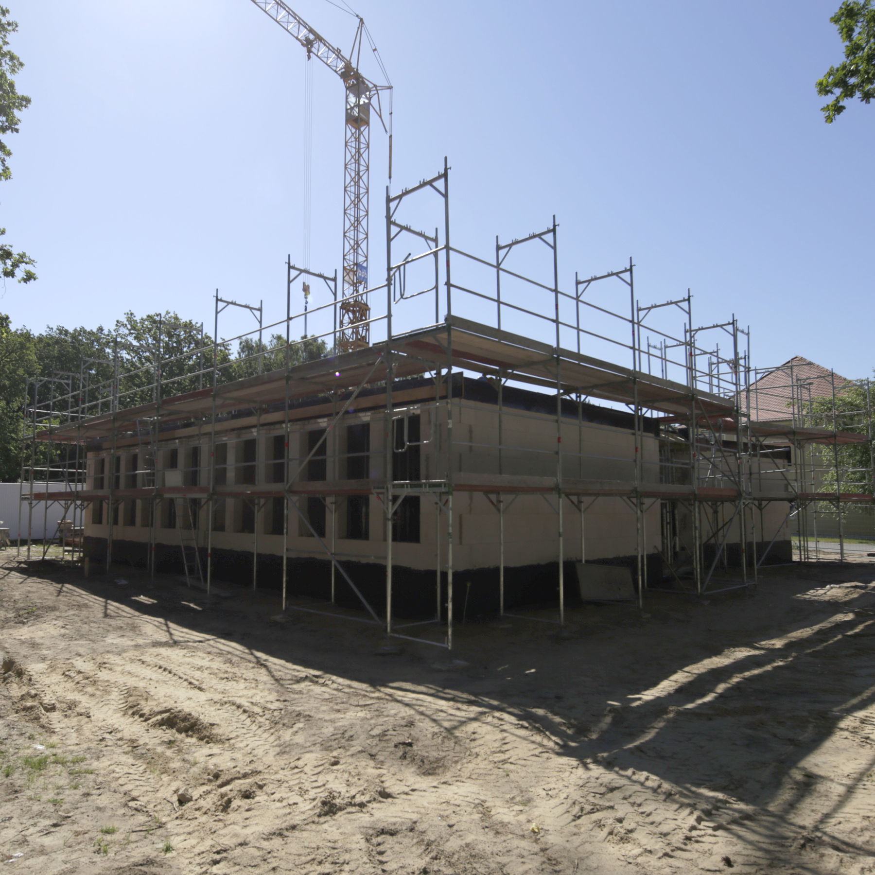 Blick auf den Rohbau des Lehrgebäudes © 2015 Betrieb für Bau und Liegenschaften Mecklenburg-Vorpommern