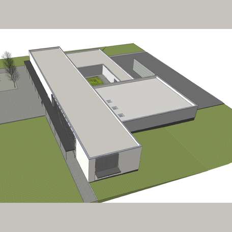 Visualisierung des neuen Gebäudes. Gut zu erkennen der Innenhof. © 2016 3PO > Bopst Melan