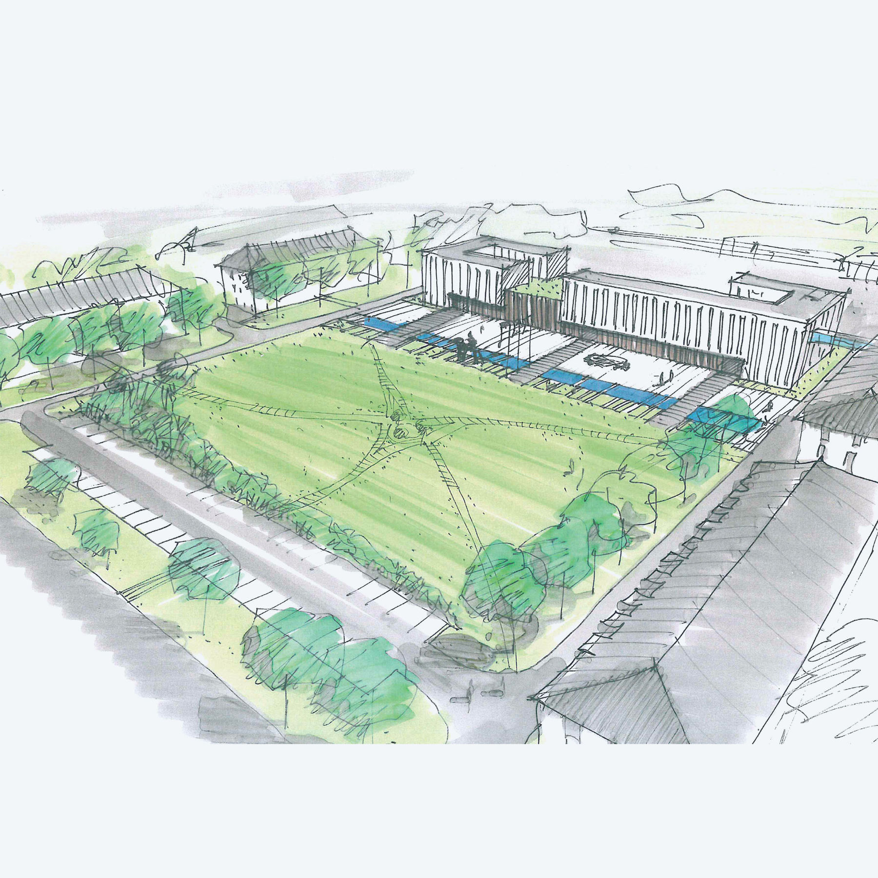 Skizzenhafte Darstellung der Gesamtanlage © 2016 Bastmann und Zavracky, Rostock