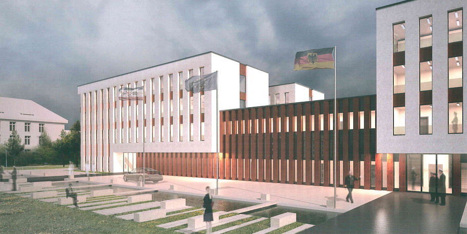Visualisierung des Eingangsbereiches © 2016 Betrieb für Bau und Liegenschaften Mecklenburg-Vorpommern