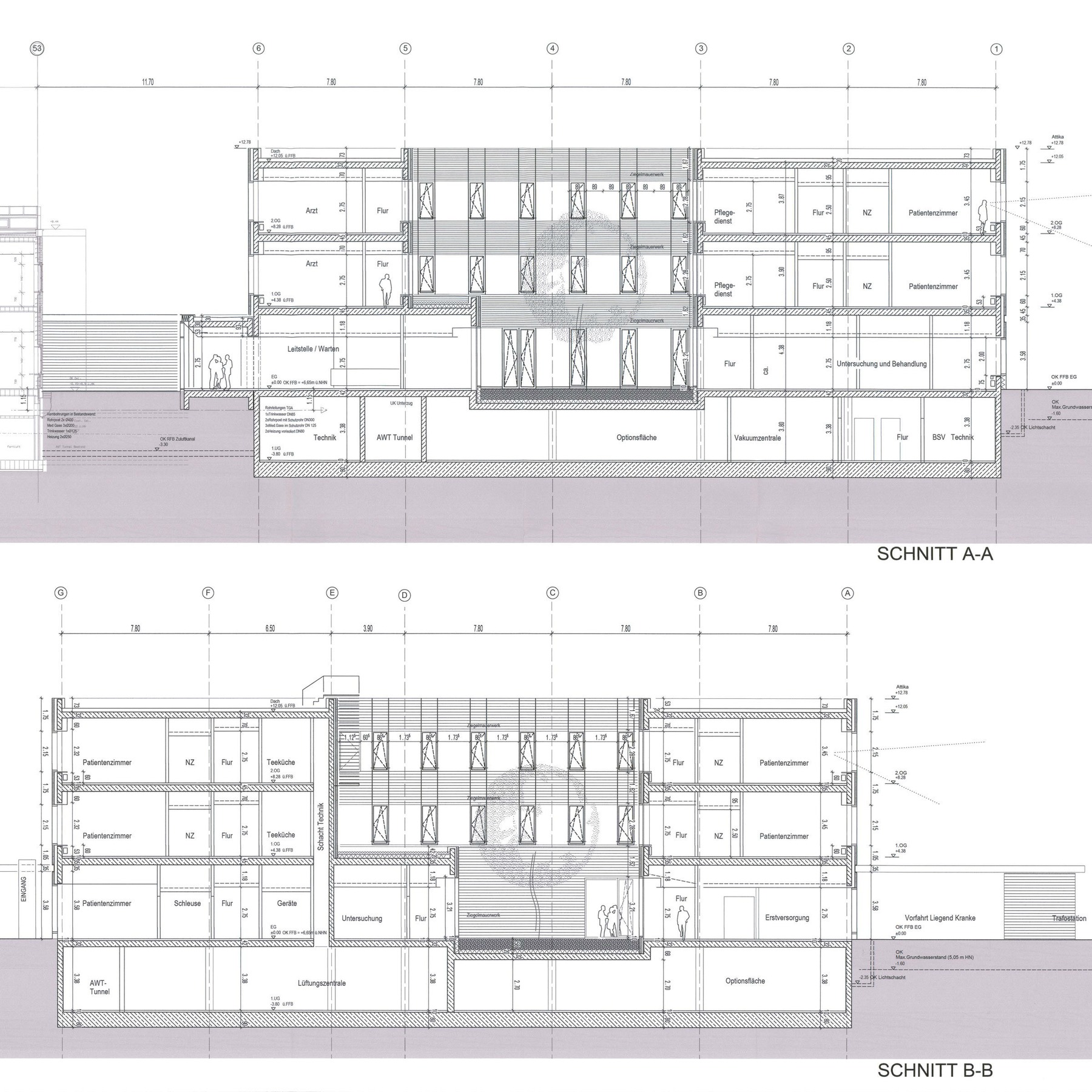Gebäudeschnitte A-A und B-B © 2013 LUDES Generalplaner GmbH, Berlin