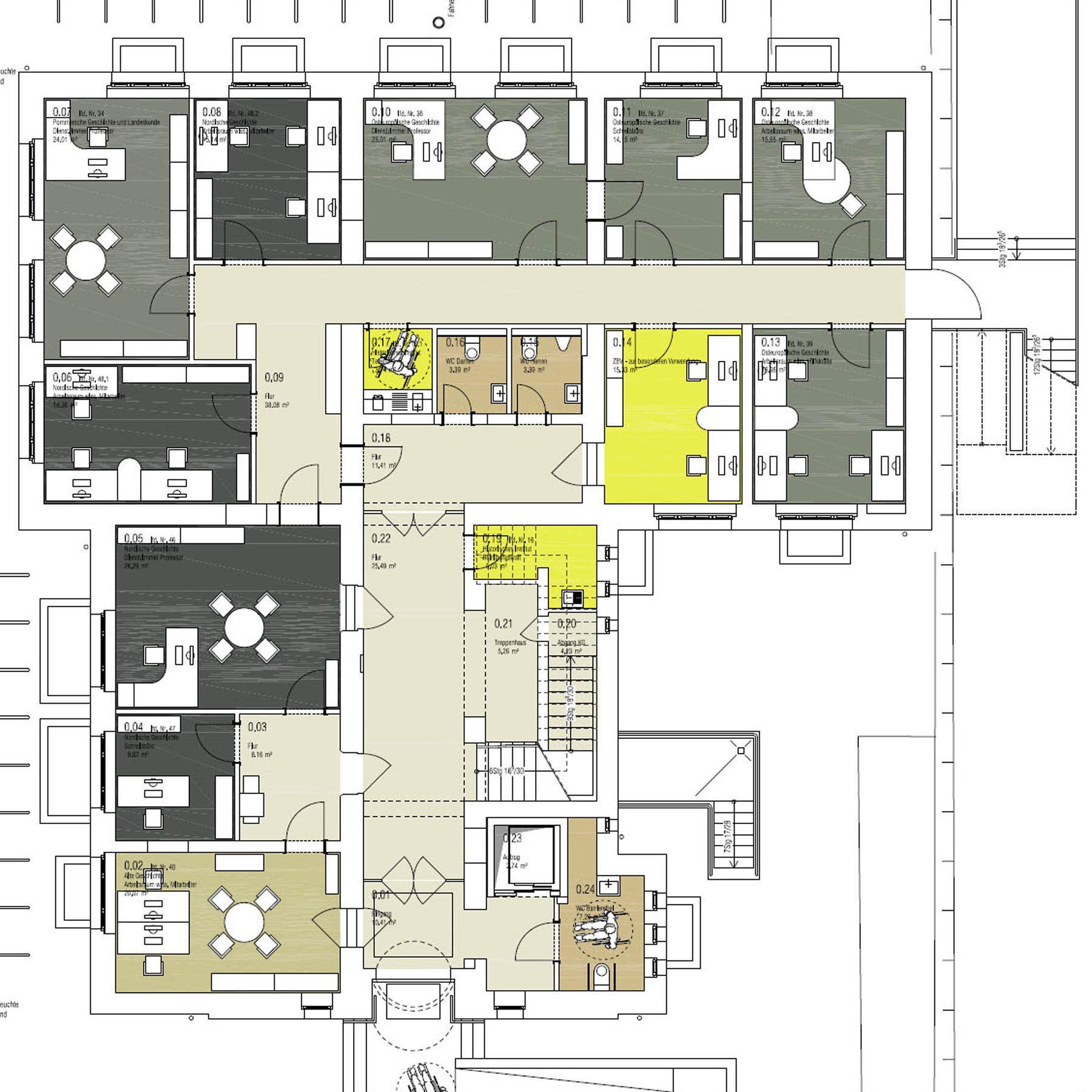 Grundriss Erdgeschoss mit neuem Raumkonzept © 2017 Betrieb für Bau und Liegenschaften Mecklenburg-Vorpommern