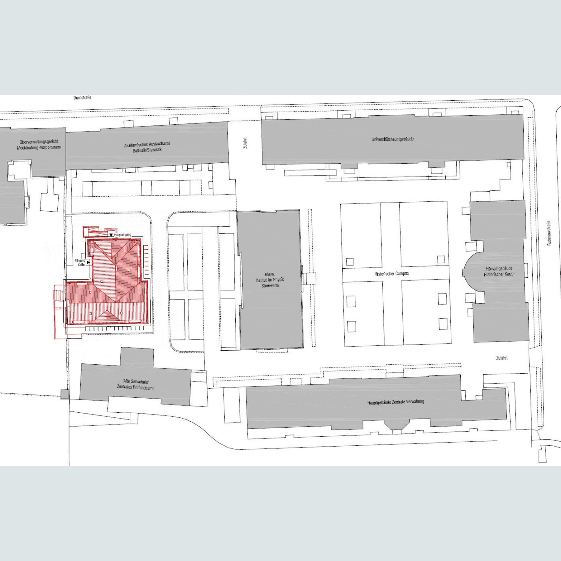 Das Historische Institut bildet den westlichen Abschluss des Universitätscampus. © 2012 Dipl.-Ing. Architekt Achim Dreischmeier