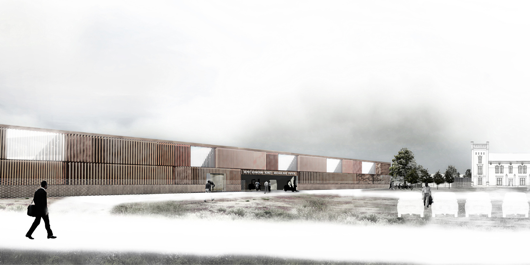 Visualisierung des Entwurfs aus dem Planungswettbewerb (2012). © 2012 Scheidt Kasprusch. Gesellschaft von Architekten mbH. Berlin