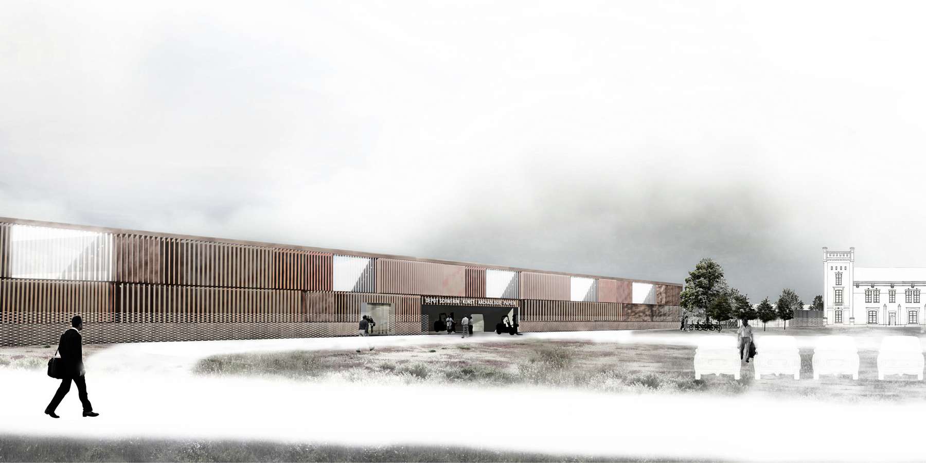 Visualisierung des Entwurfs aus dem Planungswettbewerb (2012). © 2012 Scheidt Kasprusch. Gesellschaft von Architekten mbH. Berlin