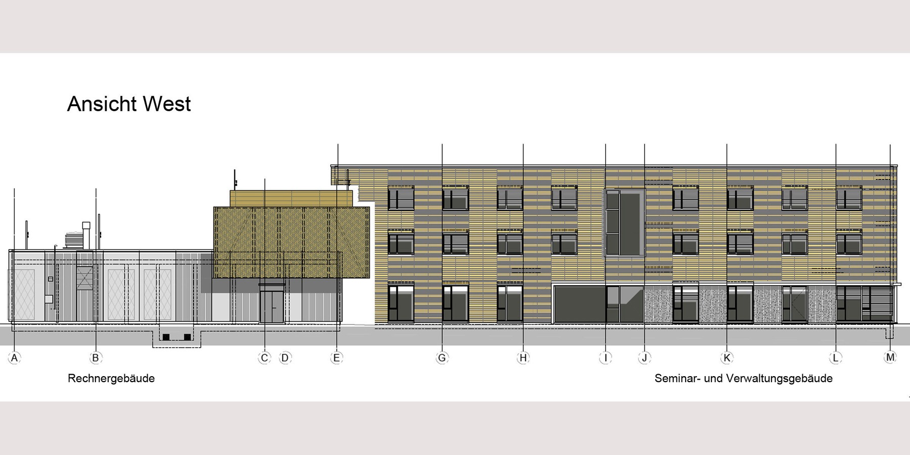 Das neue Rechenzentrum, bestehend aus Rechnergebäude und Seminar-/Verwaltungsgebäude. © 2017 HWP Planungsgesellschaft mbH, Stuttgart