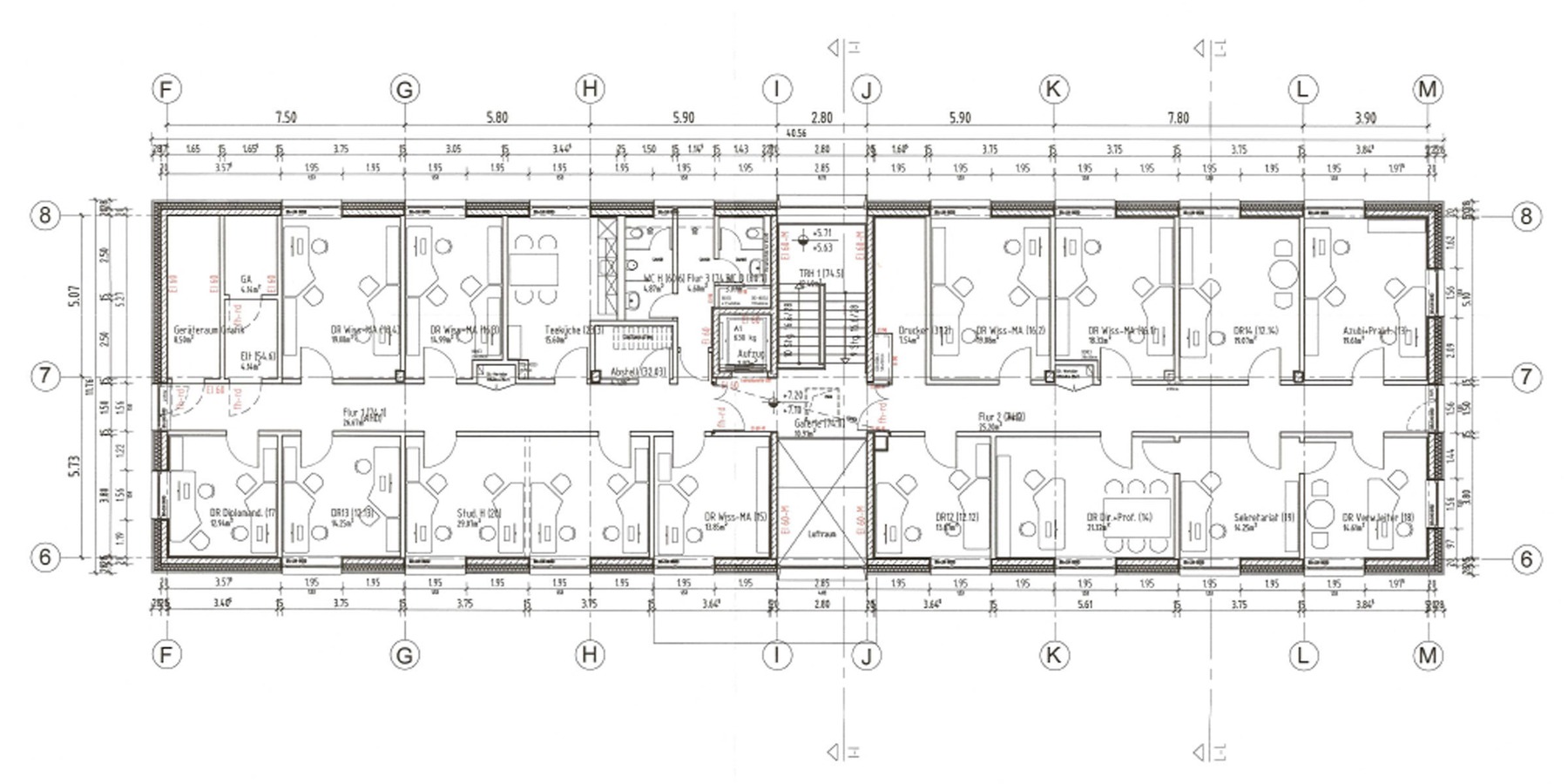 Seminar-/Verwaltungsgebäude - Grundriss 2. Obergeschoss © 2017 HWP Planungsgesellschaft mbH, Stuttgart