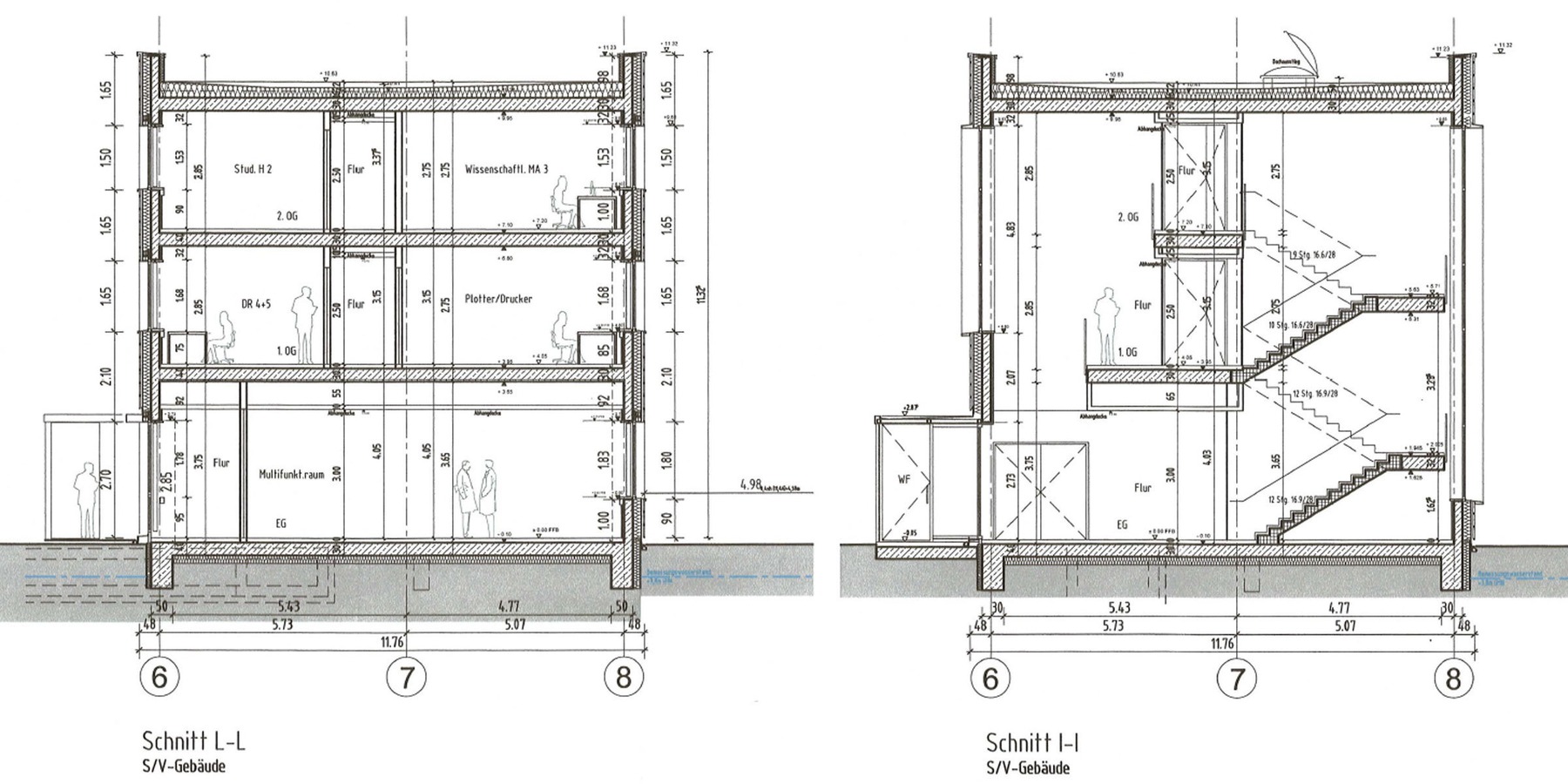 Seminar-/Verwaltungsgebäude - Gebäudeschnitte © 2017 HWP Planungsgesellschaft mbH, Stuttgart