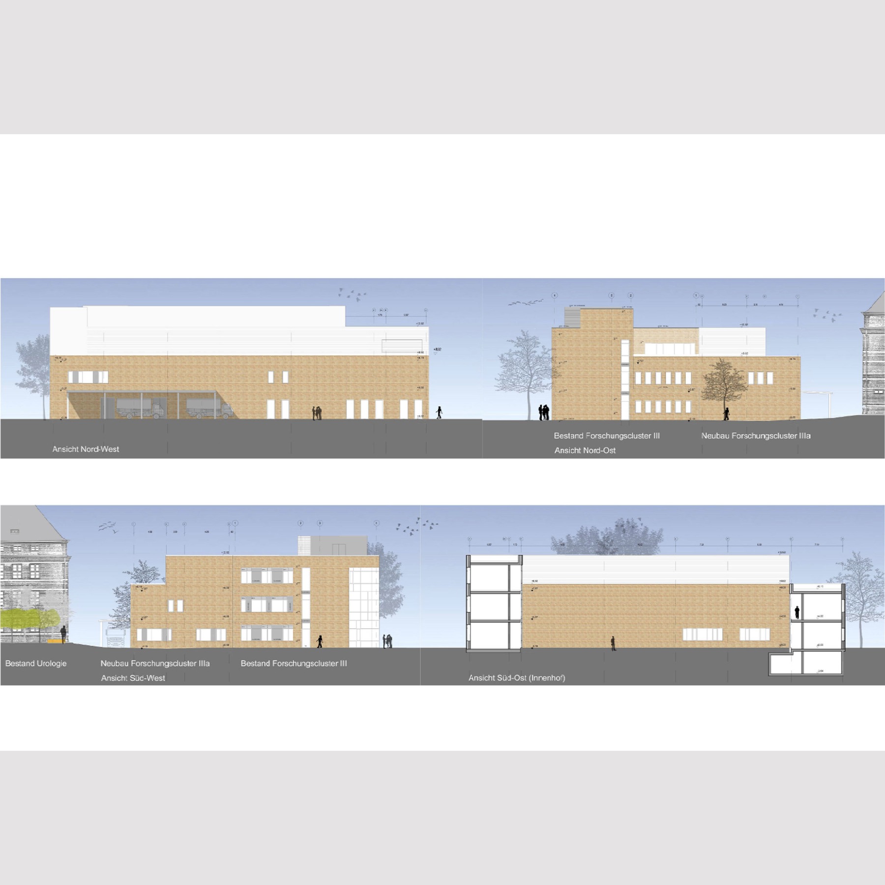 Ansichten Neubau Forschungscluster IIIa © 2016 tönis + schroeter + jansen freie architekten gmbh, Lübeck