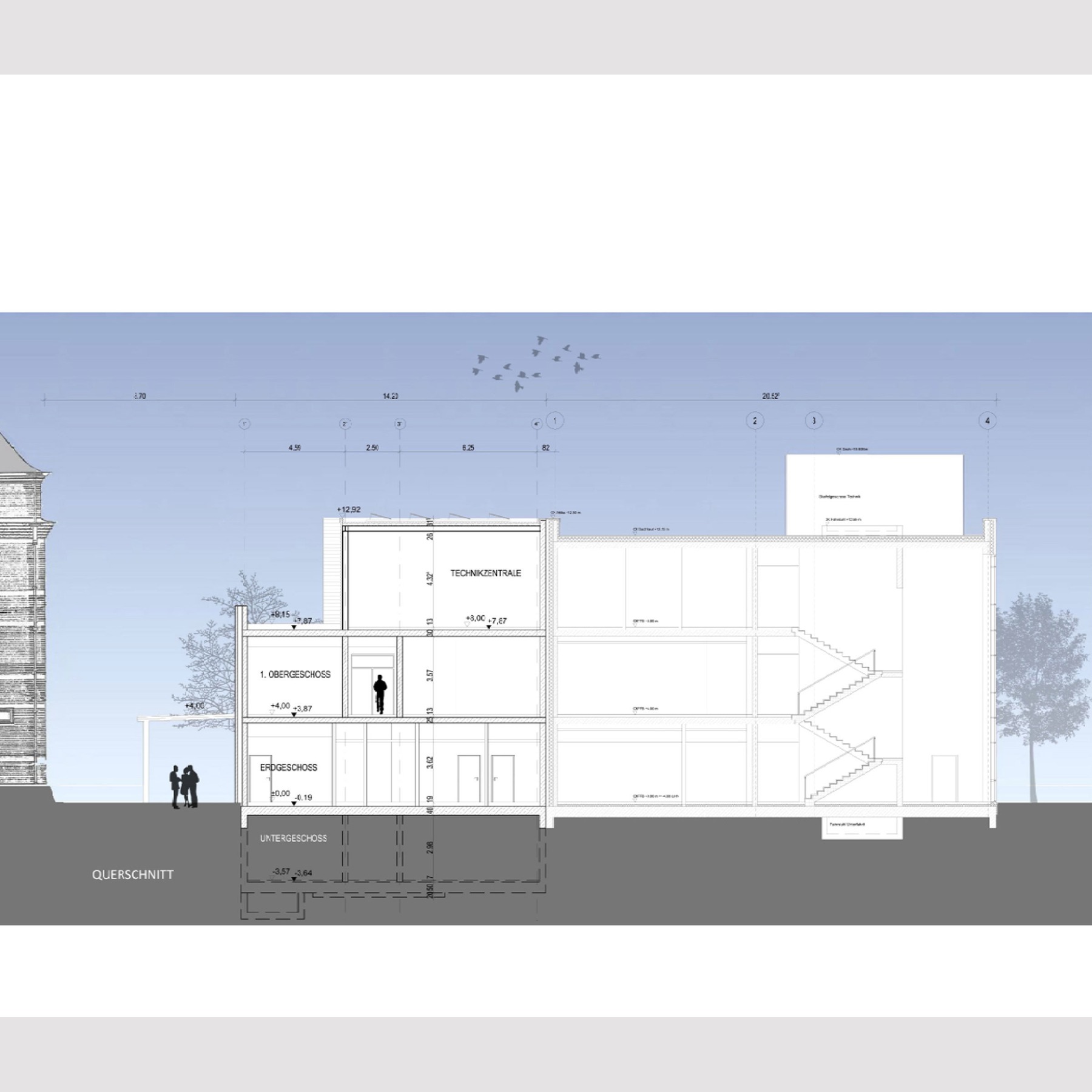Querschnitt Neubau Forschungscluster IIIa © 2016 tönis + schroeter + jansen freie architekten gmbh, Lübeck