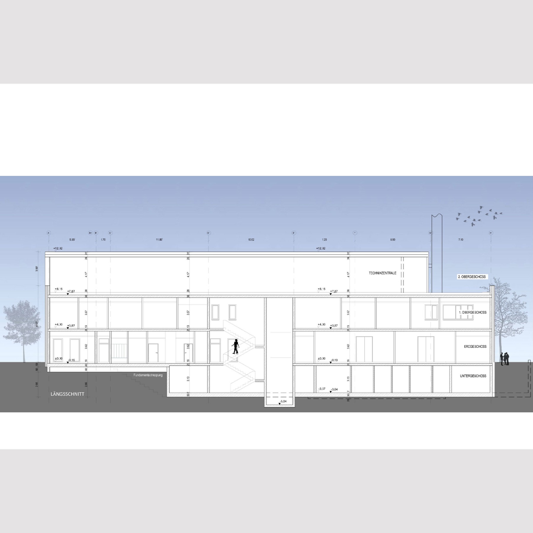 Längsschnitt Forschungscluster IIIa © 2016 tönis + schroeter + jansen freie architekten gmbh, Lübeck