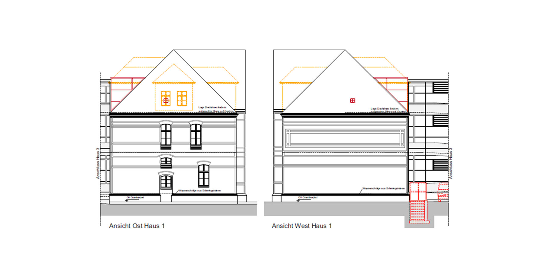 geplante Ansichten Ost und West © 2018 milatz.schmidt architekten gmbh Neubrandenburg