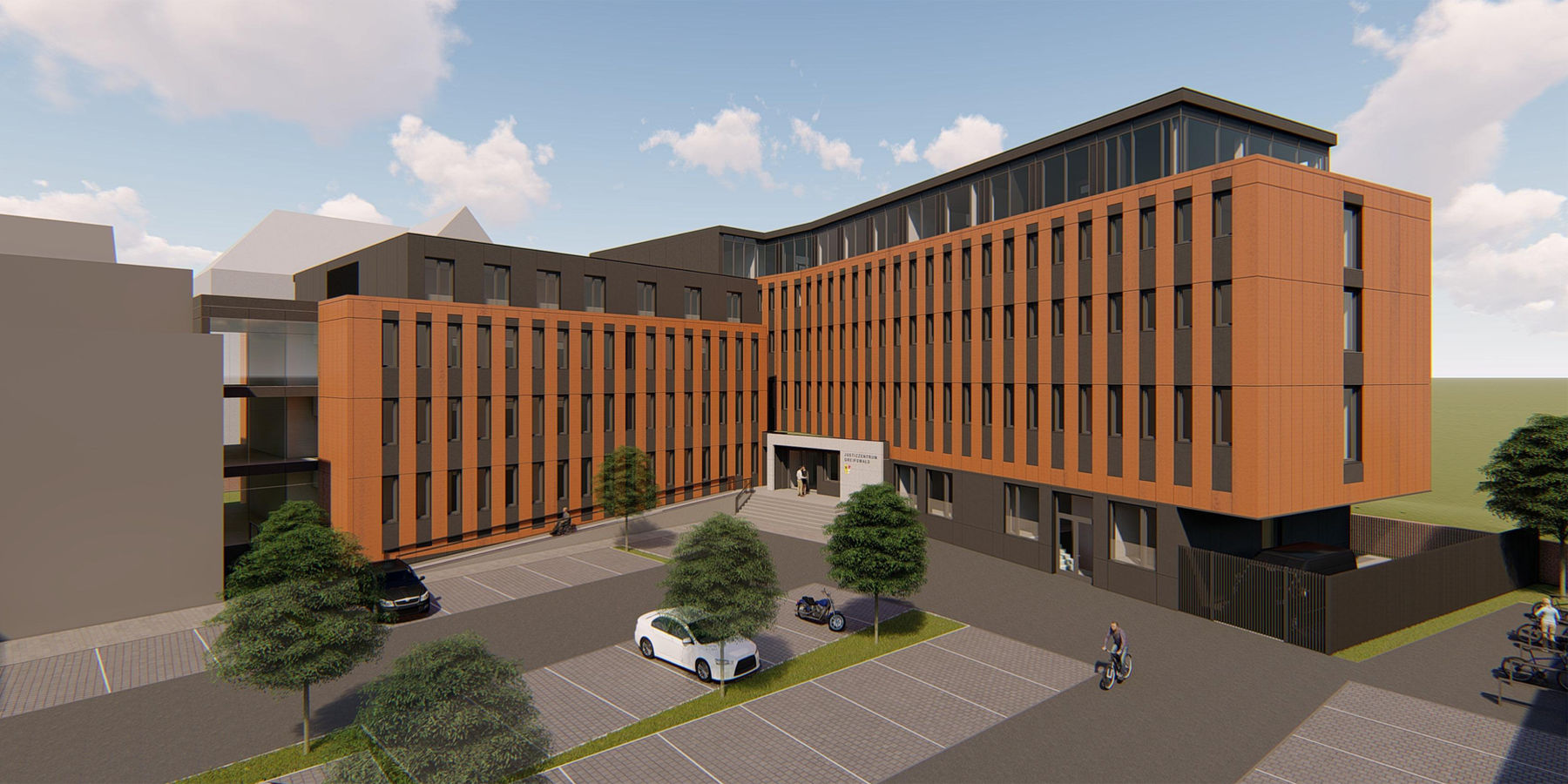 Computeranimation des Neubaus mit Blick auf den Eingang © 2018 Buttler Architekten GmbH Rostock