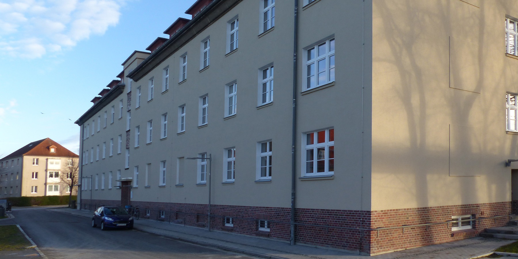 Blick aus SW auf die Haupteingangsfassade © 2021 SBL Greifswald