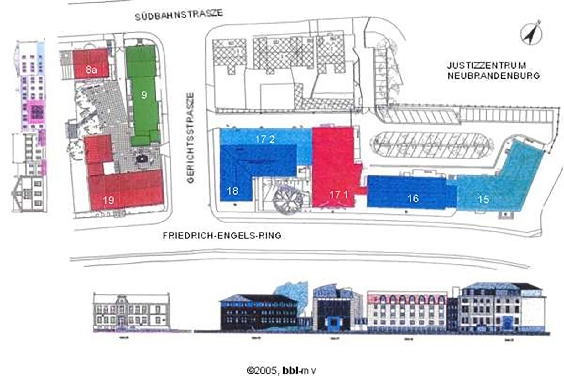 Übersichtslageplan Justizzentrum © 2005 Betrieb für Bau und Liegenschaften Mecklenburg-Vorpommern