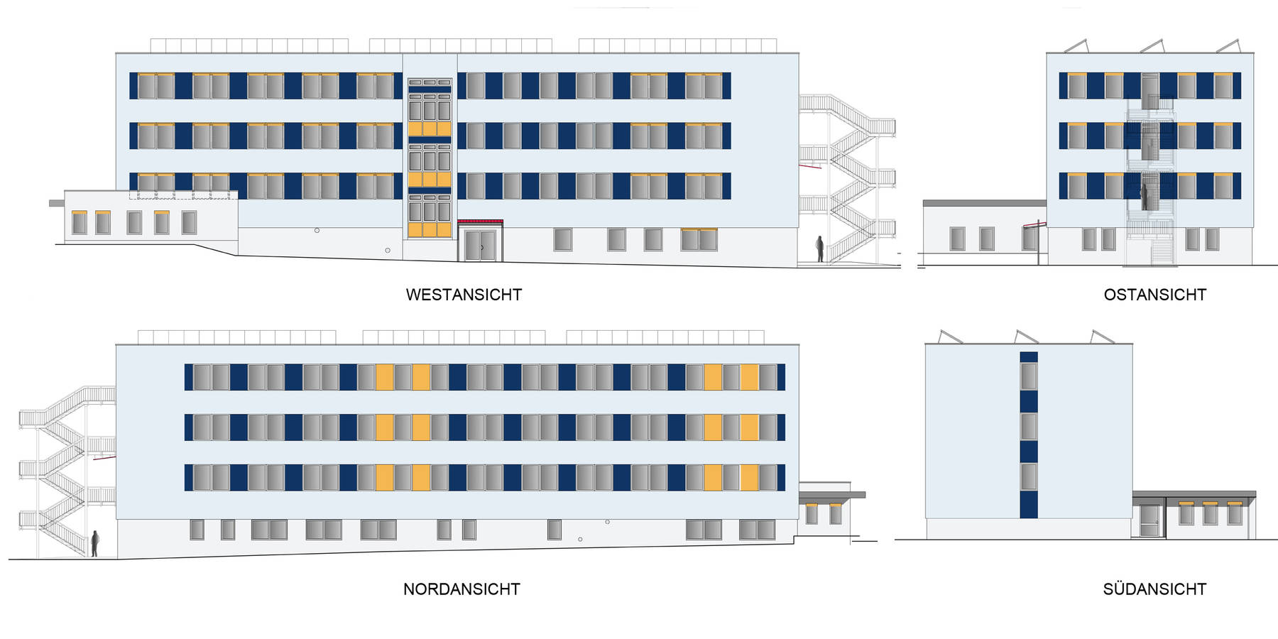 geplante Ansichten des Block E © 2018 Betrieb für Bau und Liegenschaften Mecklenburg-Vorpommern