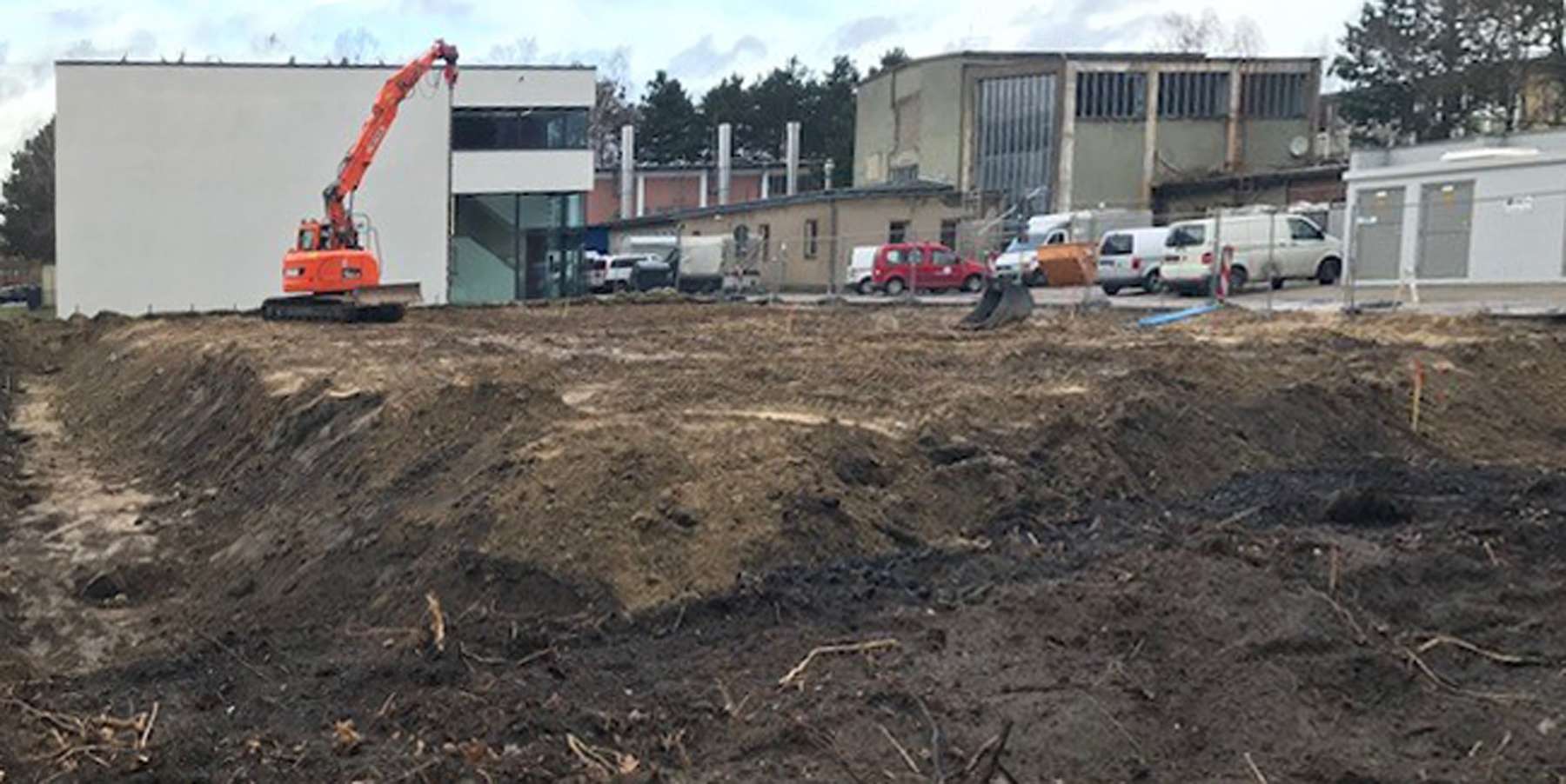 Baufeld wird vorbereitet: Suche nach Kampfmitteln im März 2019. © 2019 Betrieb für Bau und Liegenschaften Mecklenburg-Vorpommern