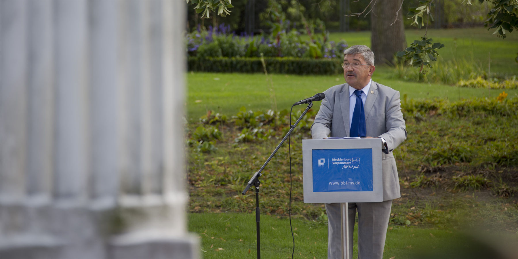 Lorenz Caffier, Minister für Inneres und Europa, dankte der EU, dem Finanzminister, dem BBL M-V und den Planern und beauftragten Firmen für ihre Leistungen. © 2019 Betrieb für Bau und Liegenschaften Mecklenburg-Vorpommern