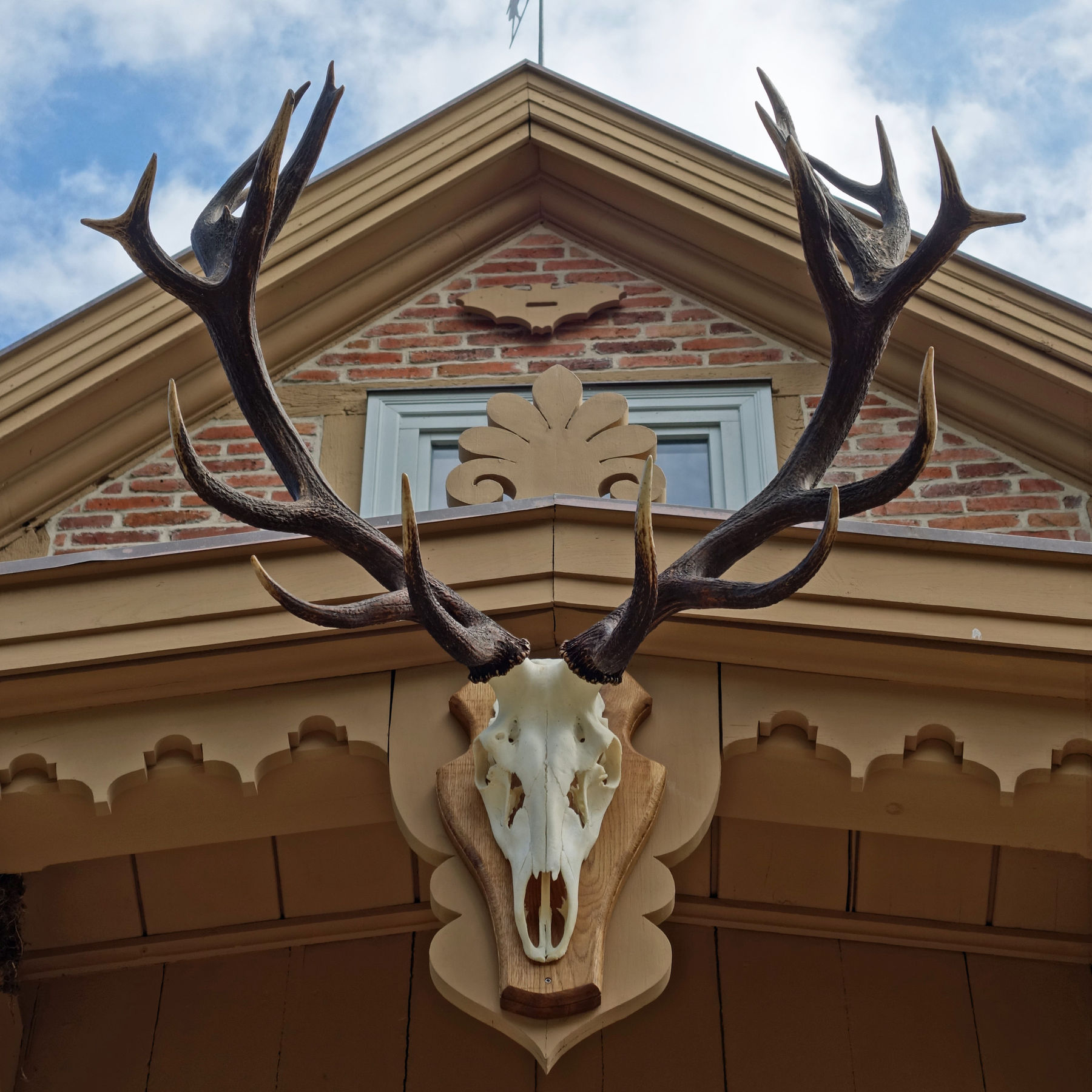 Ein Hirschgeweih verziert den Eingang. © 2019 Betrieb für Bau und Liegenschaften Mecklenburg-Vorpommern