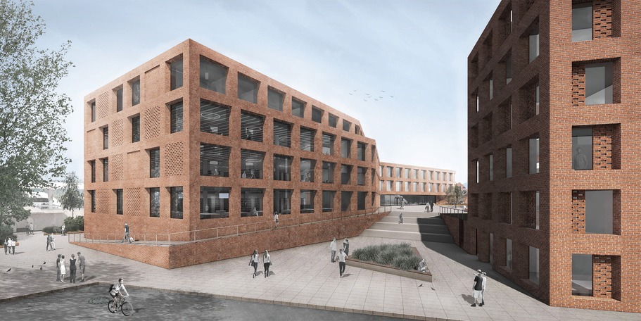 Gute Idee! Ansicht auf die Neubauten vom Auftakt des Campus Ulmenstraße vom Am Röper. © BHBVT Architekten Berlin, Dipl.-Ing. Architekt Bernd Jaeger