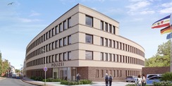 Visualisierung - so wird sich Polizeineubau nach Fertigstellung präsentieren © 2020 gmw planungsgesellschaft mbH, Stralsund