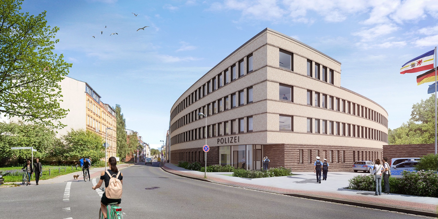 Visualisierung - so sollte sich der Polizeineubau nach Fertigstellung ursprünglich präsentieren © 2020 gmw planungsgesellschaft mbH, Stralsund