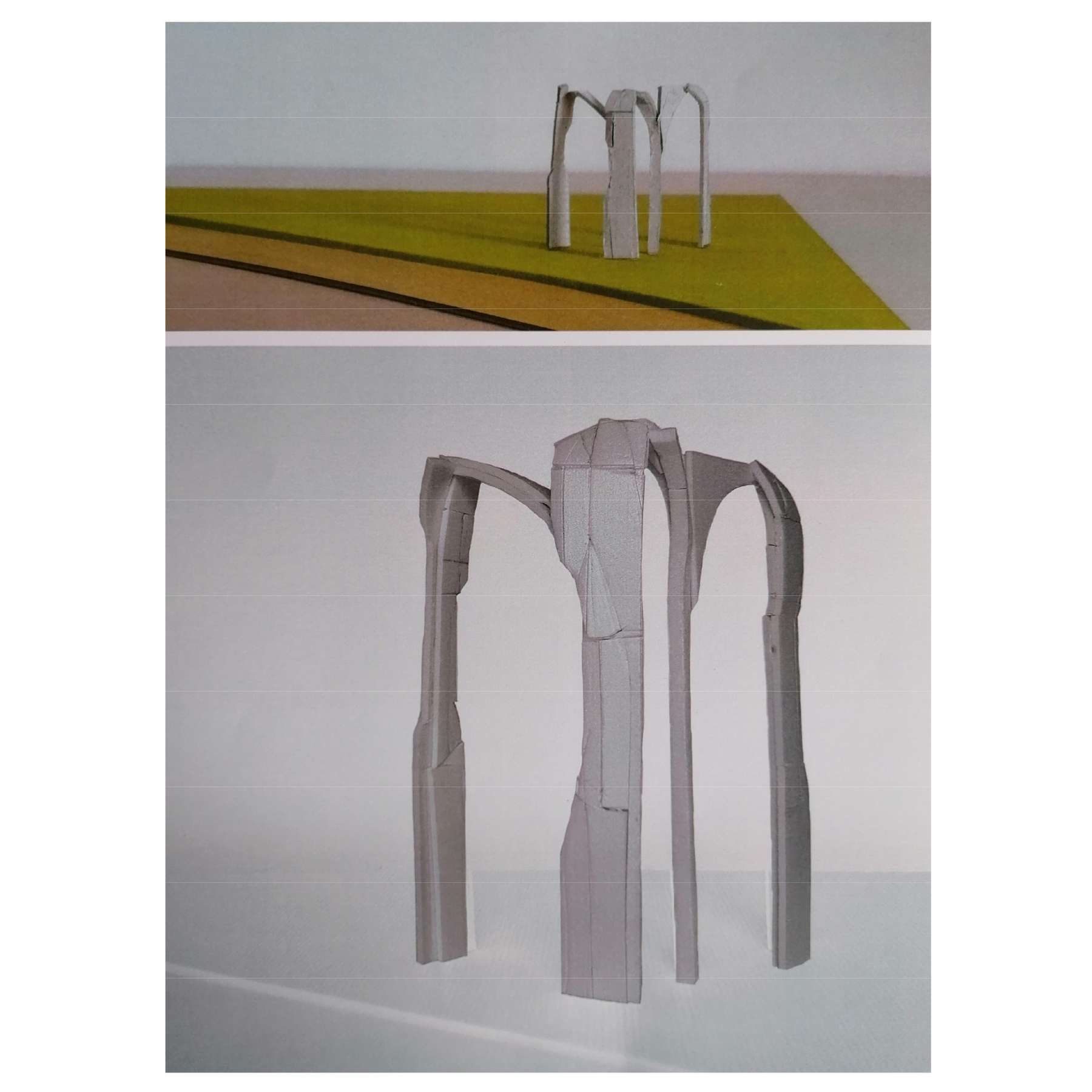 Zwei Grafiken der Plastik aus dem Entwurf. © 2021 SBL Schwerin