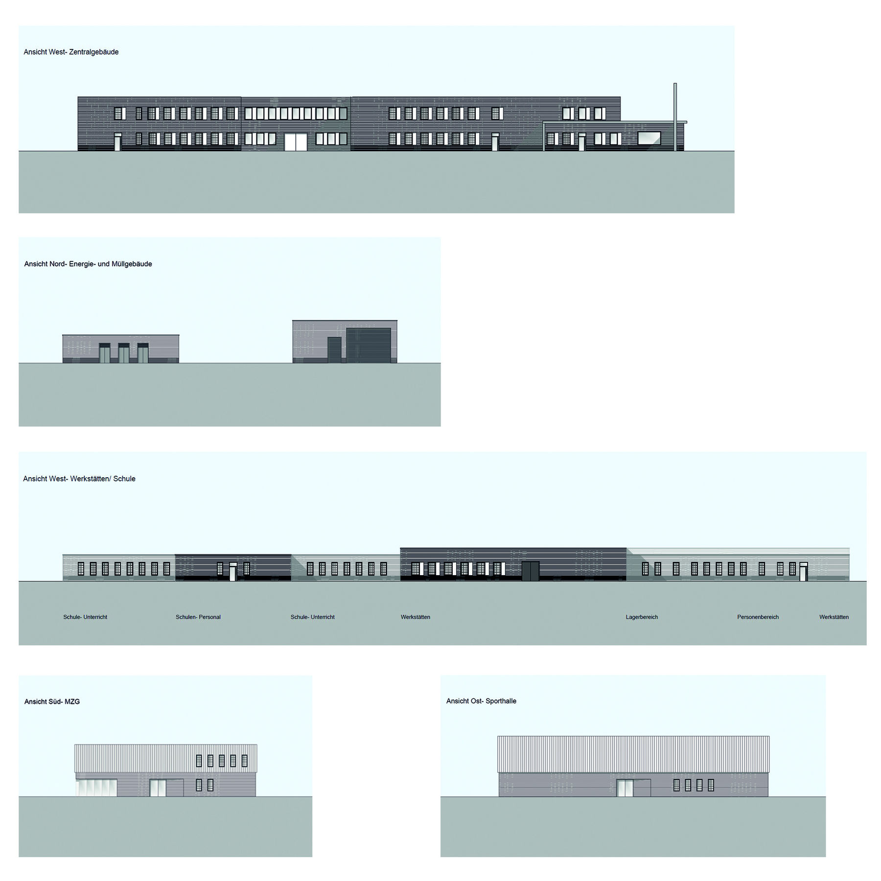 Gebäudeansichten aus der Konzeptplanung weiterer zukünftiger Baumaßnahmen © 2021 SBL Neubrandenburg