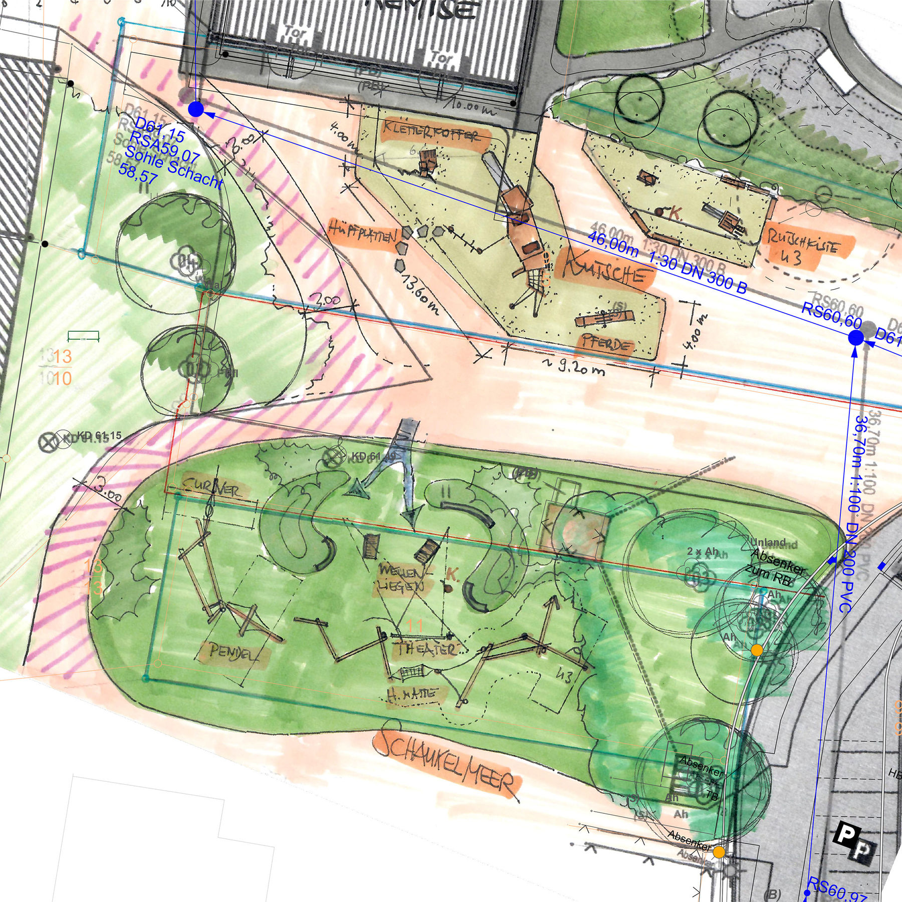 Zeichnerische Planung der Spielplatzanlage © 2021 SBL Schwerin
