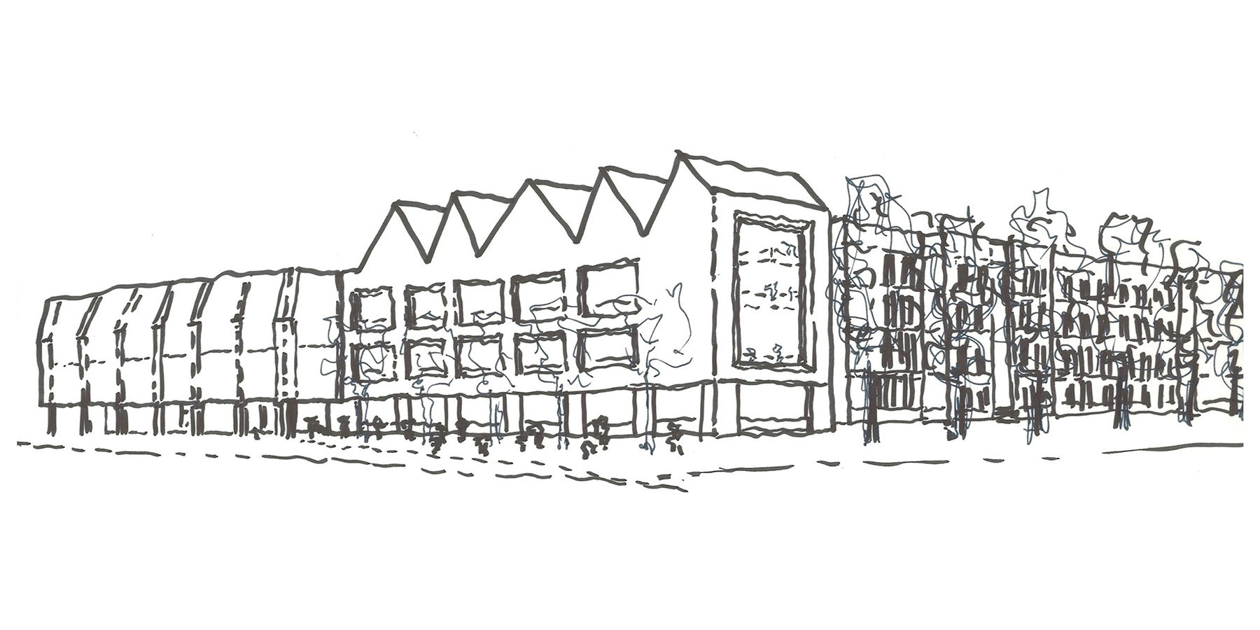 Skizze der Perspektive des Erweiterungsbaus © 2021, HerbstKunkler Architekten, Berlin