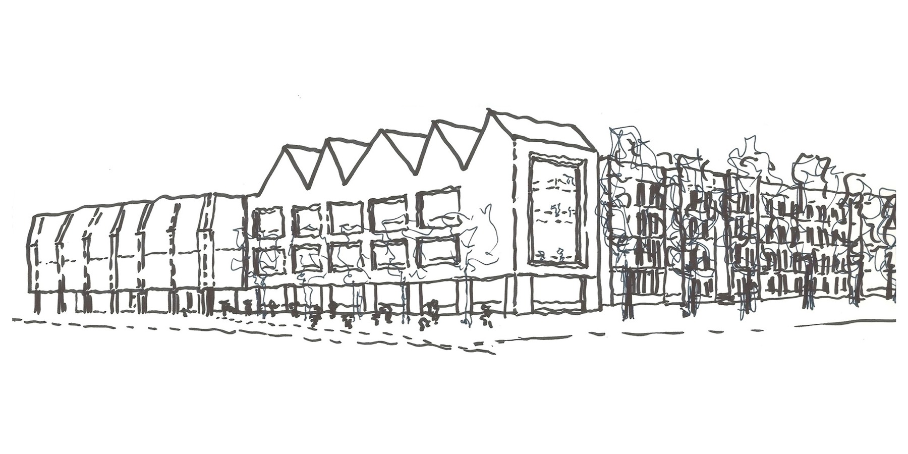 Skizze der Perspektive des Erweiterungsbaus © 2021, HerbstKunkler Architekten, Berlin