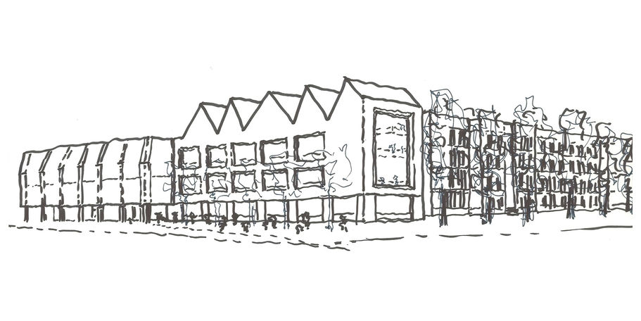 Skizze der Perspektive des Erweiterungsbaus © 2021, HerbstKunkler Architekten, Berlin