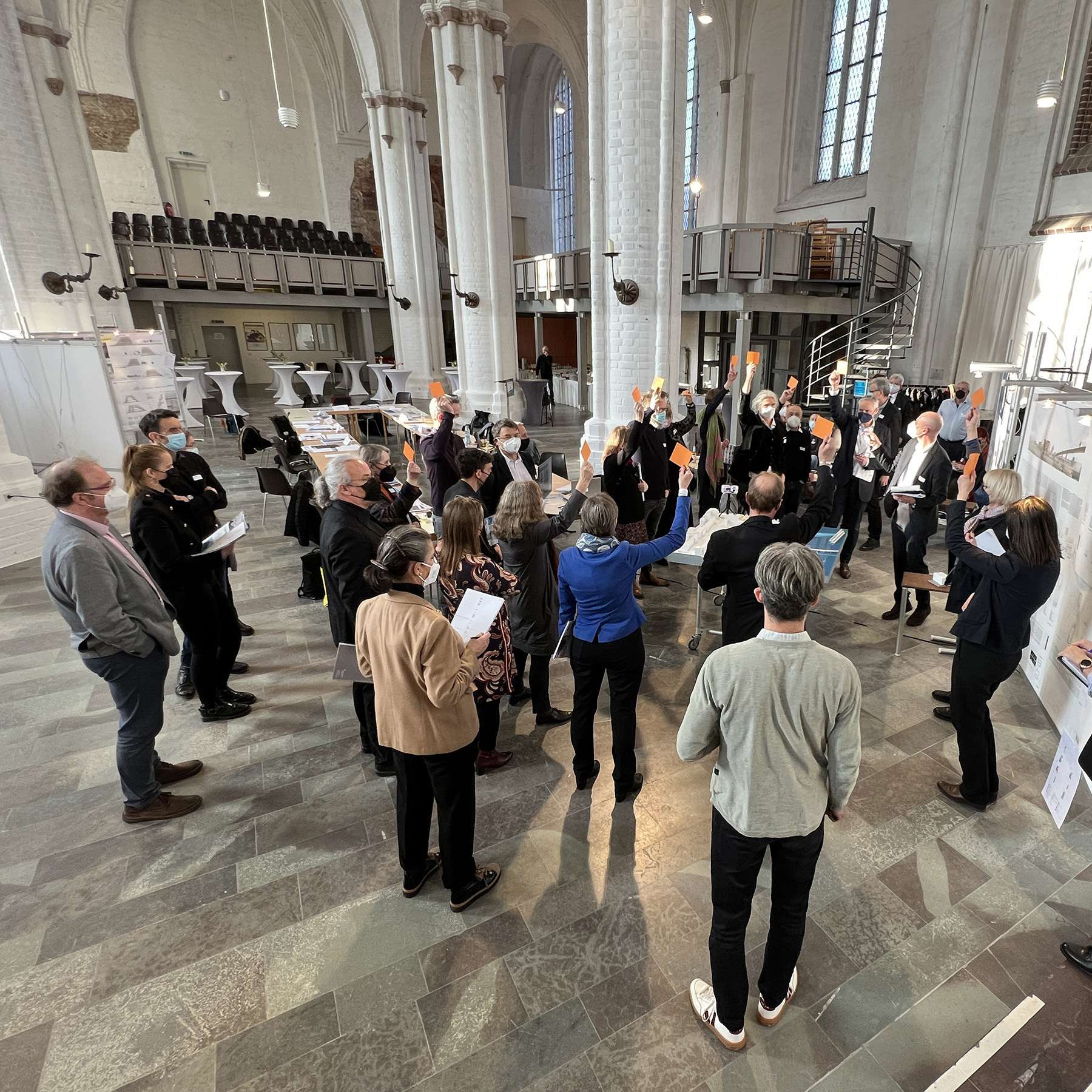 Die Preisgerichtssitzung fand am 15. Februar 2022 in der Nikolaikirche statt. Der Siegerentwurf wird am 16. Februar 2022 - ebenfalls in der Nikolaikirche - vorgestellt. © 2022 Christian Hoffmann, FM M-V