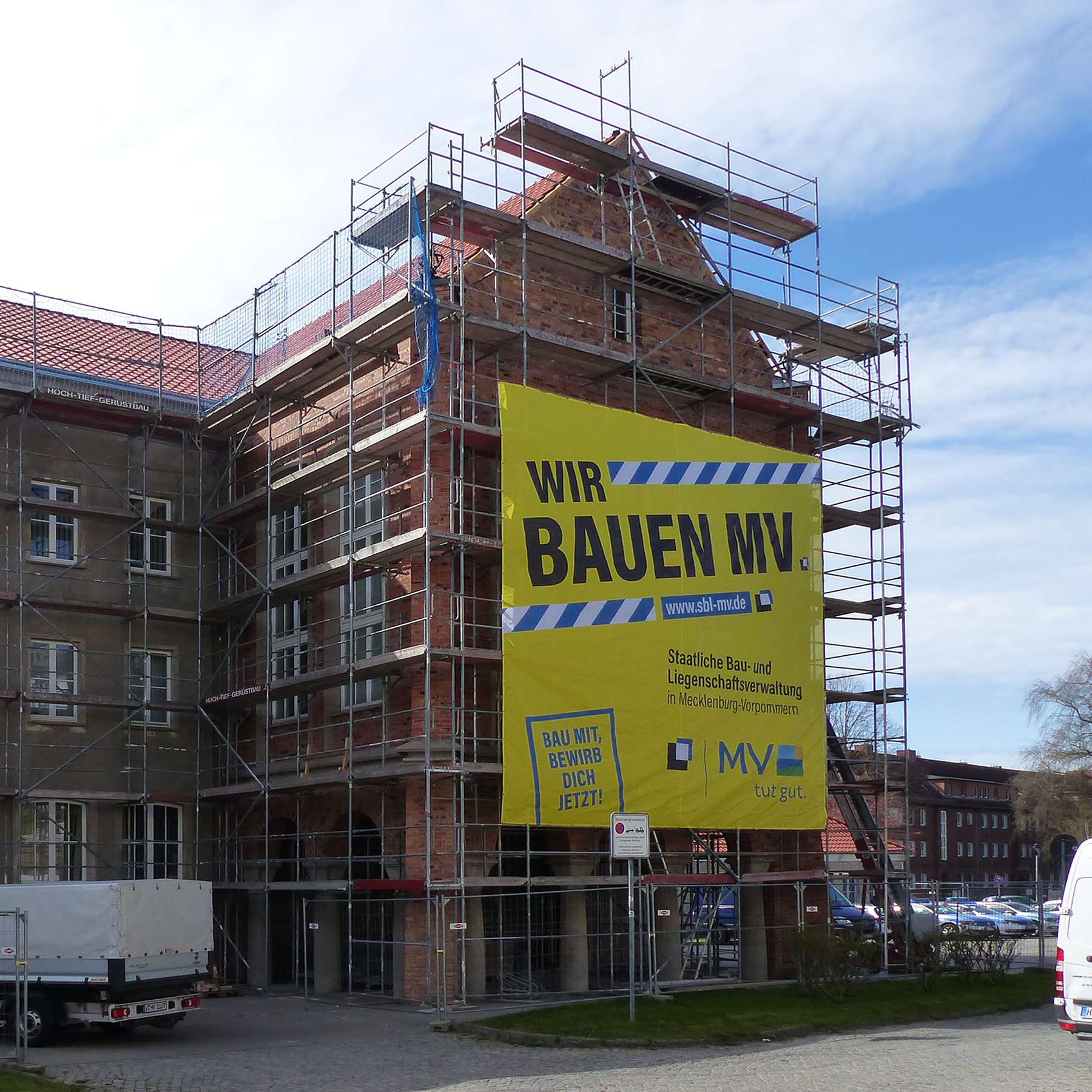 WIR BAUEN MV  - die Staatliche Bau- und Liegenschaftsverwaltung ist auch auf den Baustellen der Polizei in Stralsund präsent © 2022 Staatliches Bau- und Liegenschaftsamt Greifswald