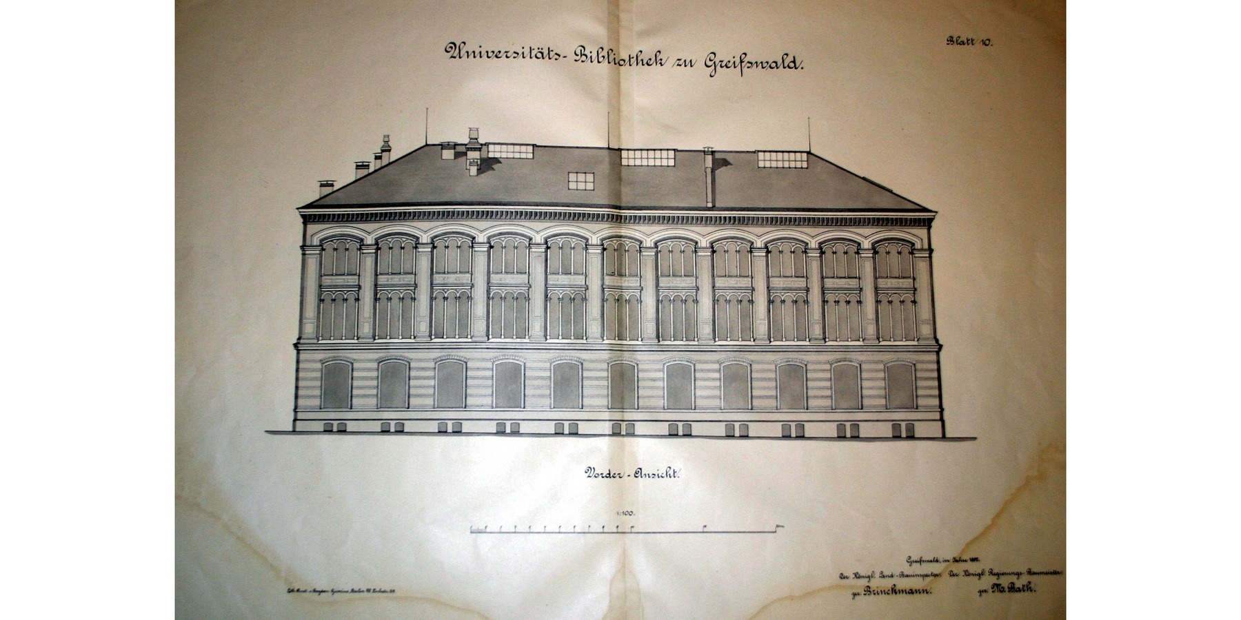 Historische Zeichnung von 1892 - Vorderansicht Rubenowstraße © 2022 SBL Greifswald