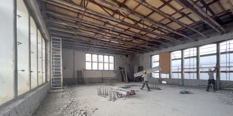 Umbauarbeiten im Haus 1 im zukünftigen großen Beratungsraum © 2022 Christian Hoffmann (Finanzministerium MV / SBL-MV)