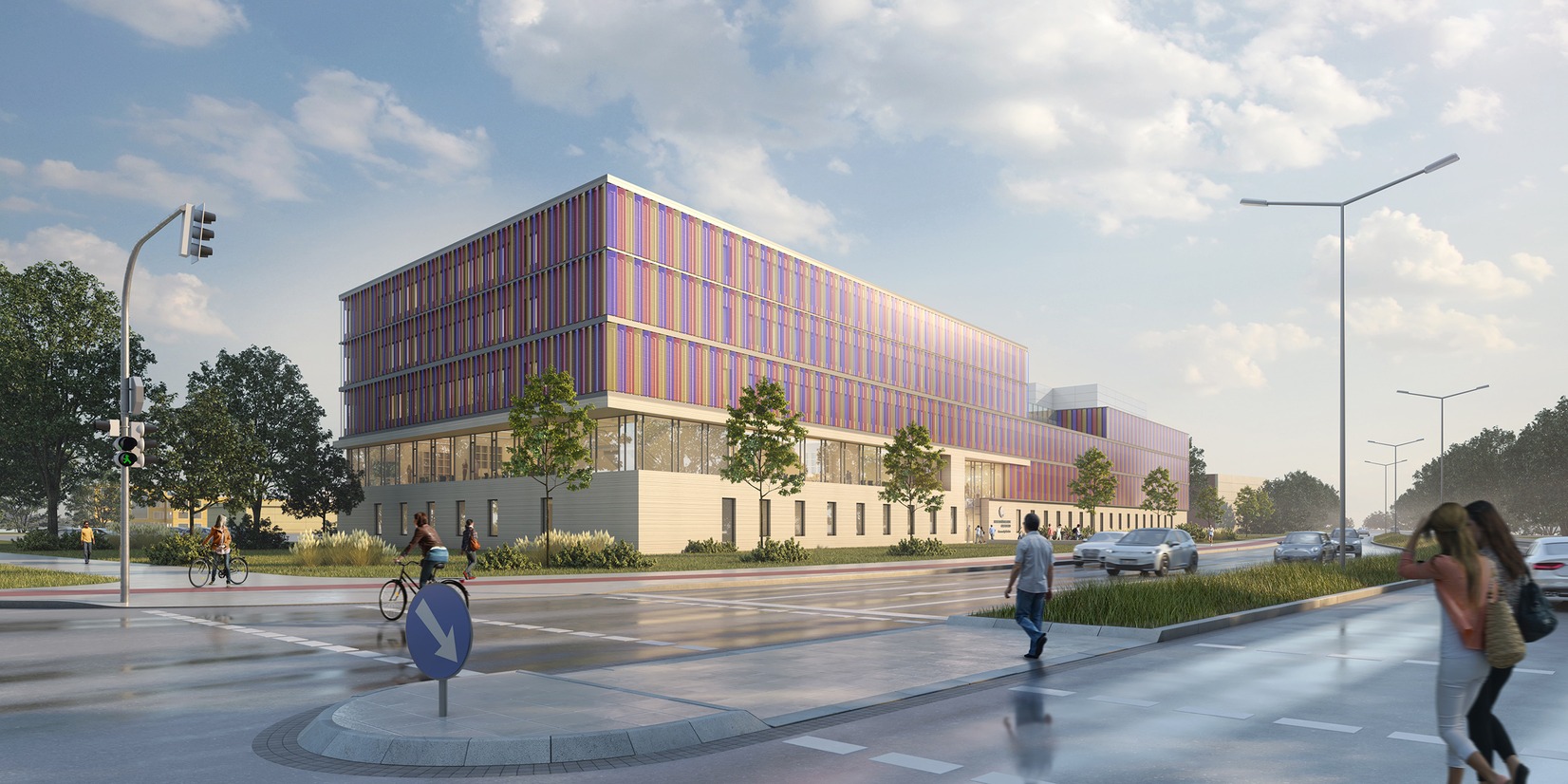 Blick von Südosten auf den Forschungsneubau CM - Visualisierung © 2022 MHB Architekten + Ingenieure GmbH, Rostock