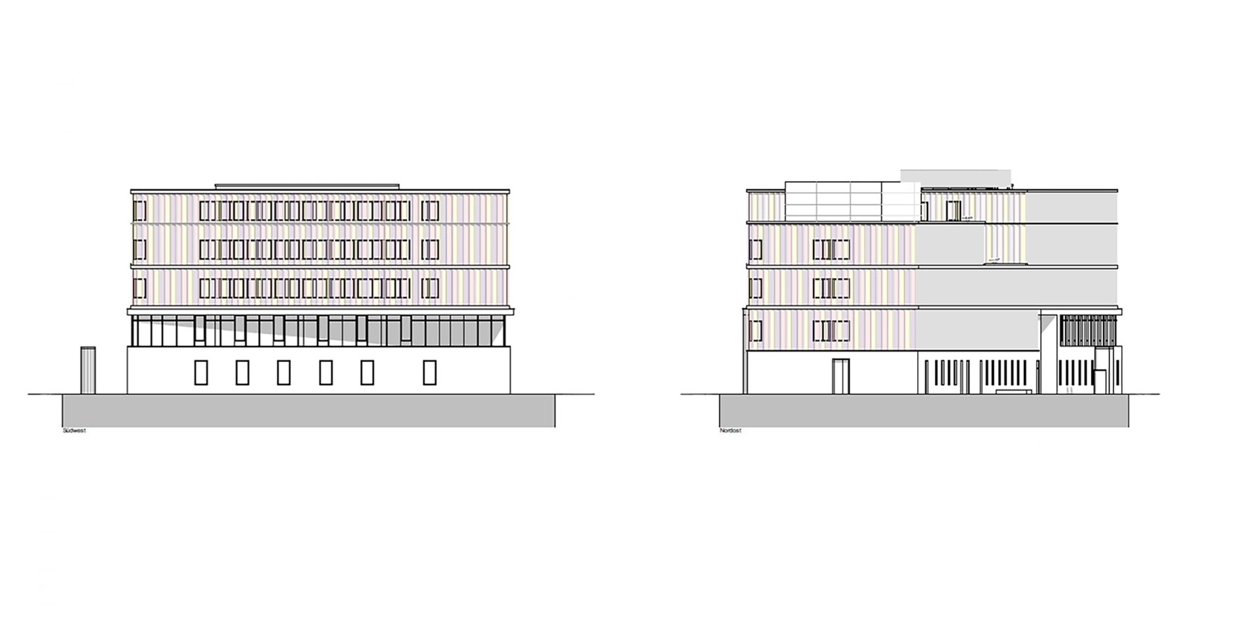 Ansichten Südwest und Nordost © 2022 MHB Architekten + Ingenieure GmbH, Rostock