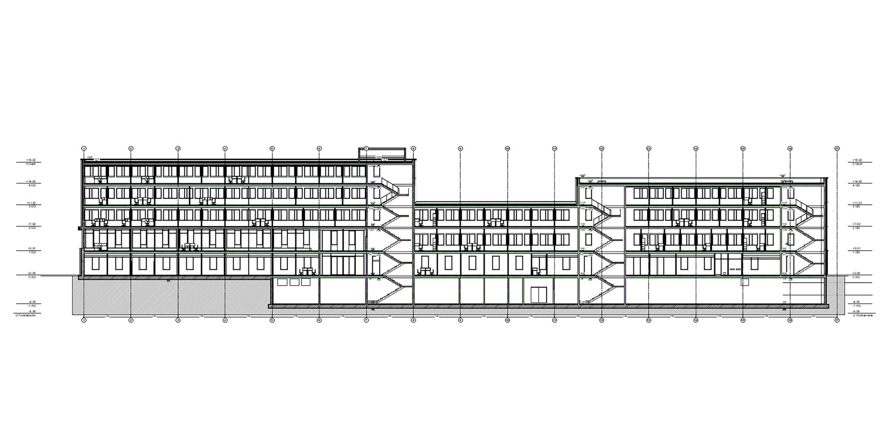 Längsschnitt C-C © 2022 MHB Architekten + Ingenieure GmbH, Rostock