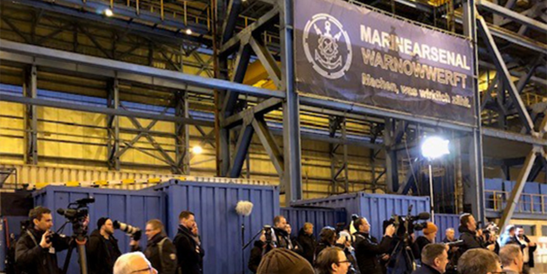 Marinearsenal Warnowwertf - so steht es auch auf dem Banner © 2023 SBL Rostock