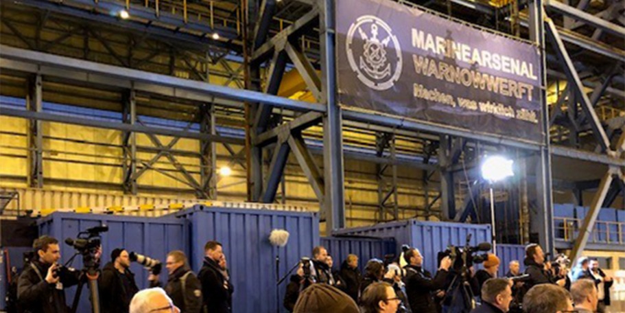 Marinearsenal Warnowwertf - so steht es auch auf dem Banner © 2023 SBL Rostock