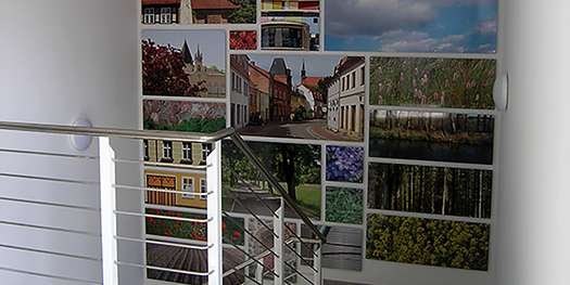Ausschnitt aus dem Bildkaleidoskop von Udo Rathke im Treppenhaus des Funktions- und Stabsgebäudes © 2006 Betrieb für Bau und Liegenschaften Mecklenburg-Vorpommern