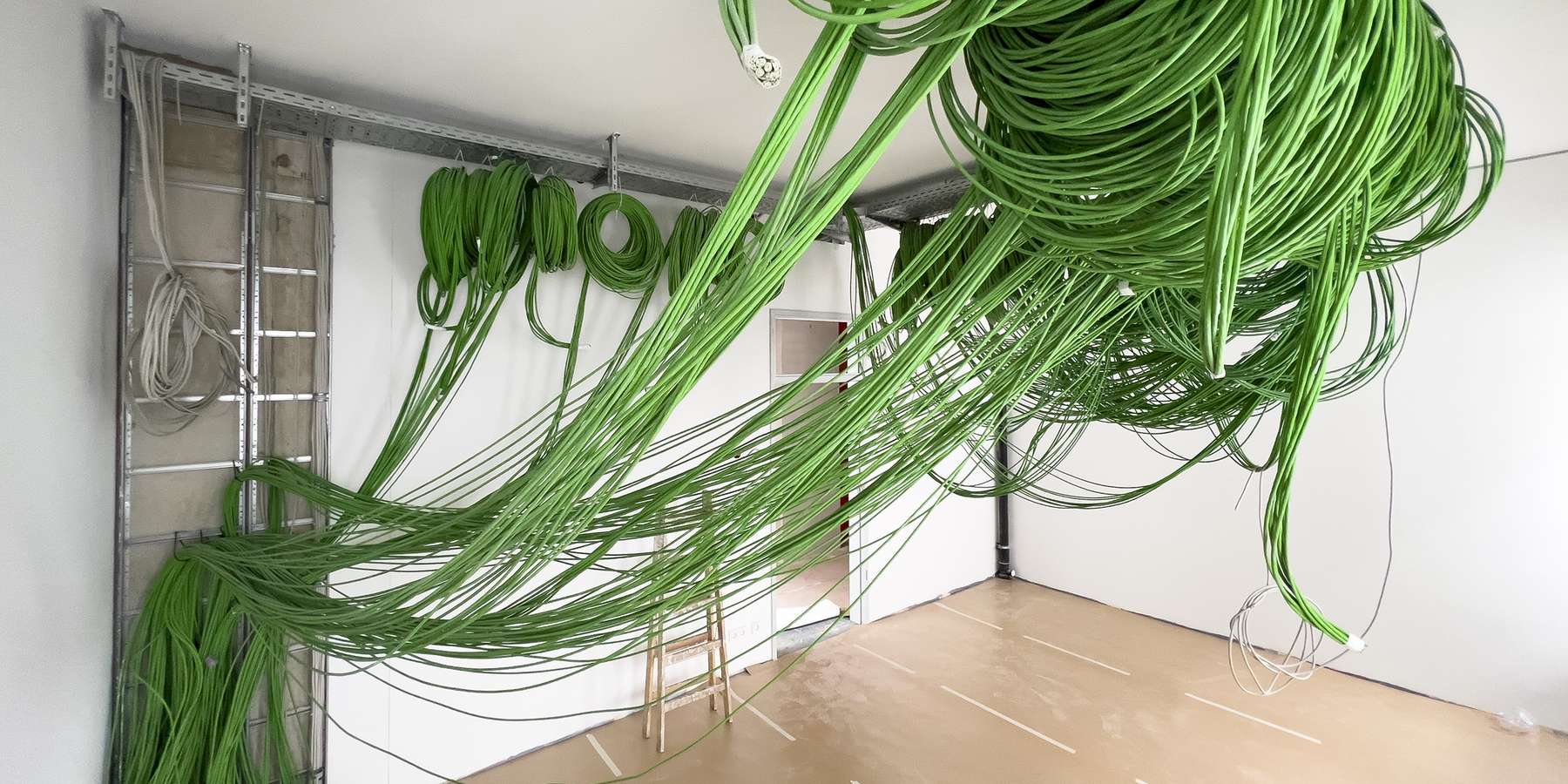 Kabel hängen von der Decke © 2023 Christian Hoffmann (sbl-mv / Finanzministerium MV)